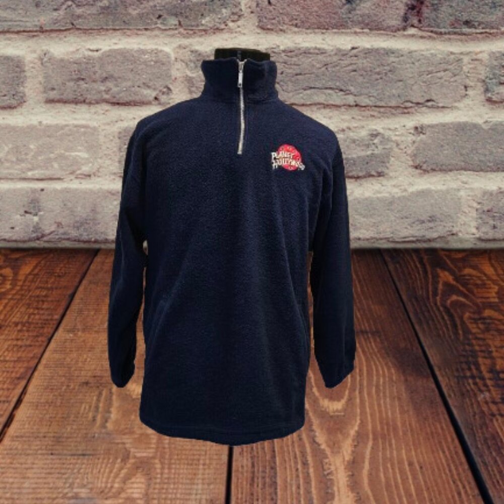 VINTAGE 1990 PLANET HOLLYWOOD ADULT MOCK NECK SOFT FLEECE PULLOVER - SIZE LARGE